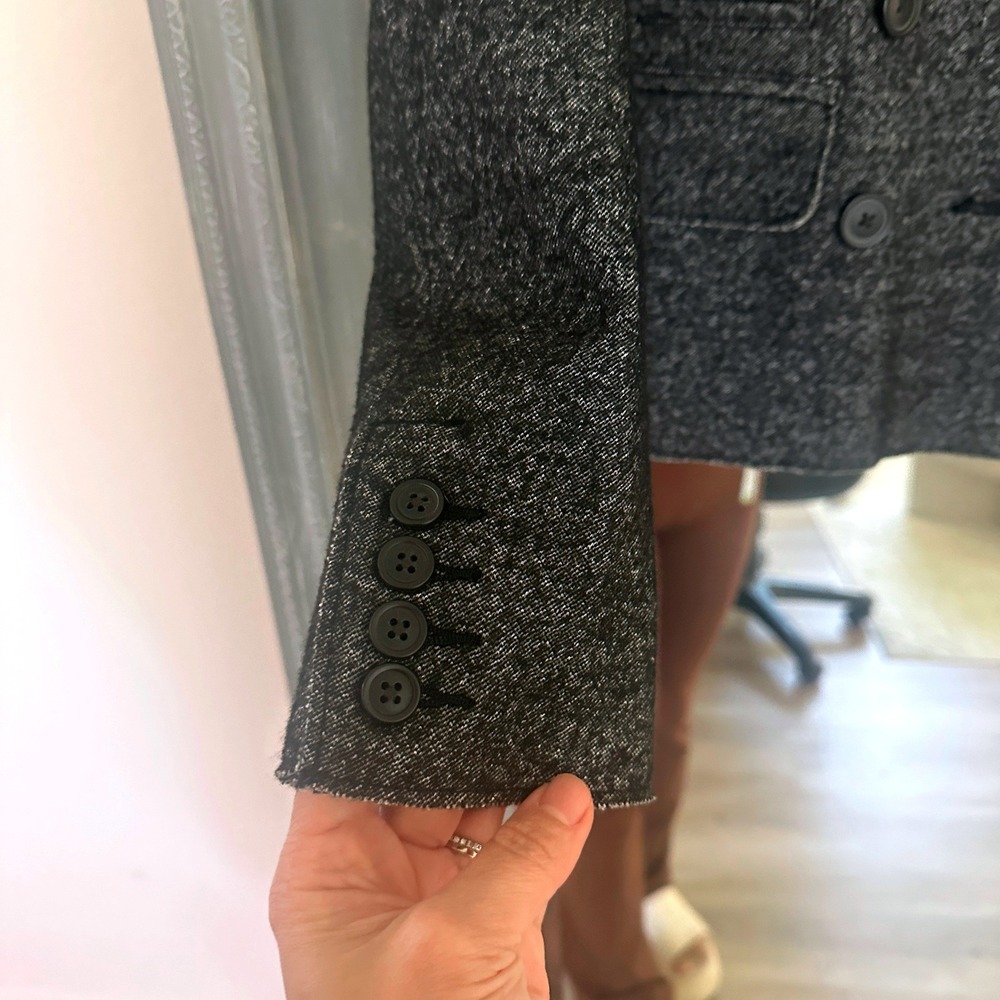 J. Crew Wool Marled Gray Black Thandie‎ Double Breasted Blazer Jacket Preppy 4 - Picture 6 of 7